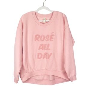 GreenTea Rose All Day Pink Crewneck Sweatshirt M